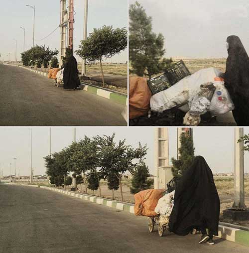تصاویر تلخ؛ امرار معاش زن قمی با زبالهگردی! تصاویر تلخ؛ امرار معاش زن قمی با زبالهگردی!