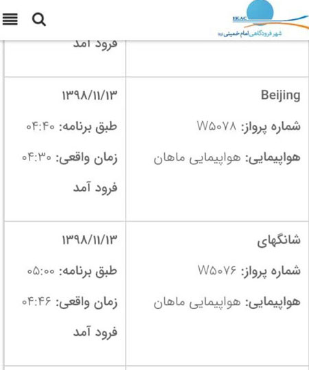 تداوم پروازها از چین به ایران تداوم پروازها از چین به ایران
