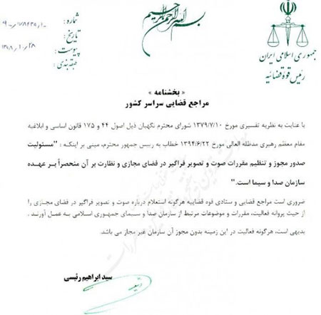 واکنش روحانی به بخشنامه اخیر رئیسی نامه روحانی در واکنش به بخشنامه اخیر رئیسی