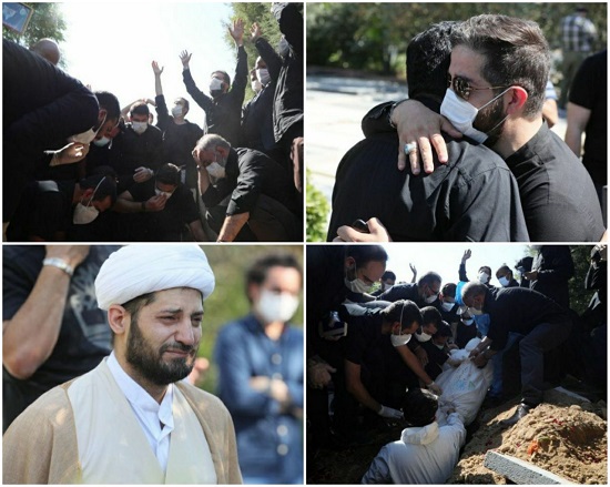 محبی، بدون ماسک در خاکسپاریِ روحالله رجایی محبی، بدون ماسک در خاکسپاریِ روحالله رجایی