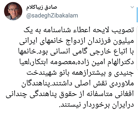 زیباکلام: وضعیت افغانها در ایران خوب نیست زیباکلام: وضعیت افغانها در ایران خوب نیست