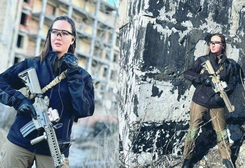 مدل زیبای اوکراینی هم اسلحه به دست گرفت مدل زیبای اوکراینی هم اسلحه به دست گرفت