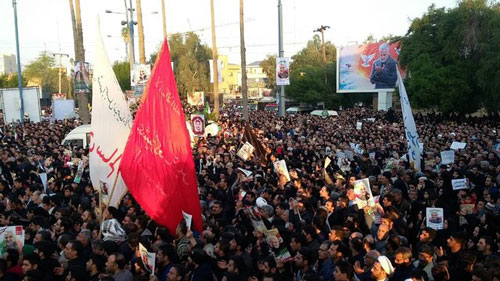 تشییع پیکر سردار سلیمانی در اهواز انجام شد لحظه به لحظه با تشییع پیکر سردار در اهواز